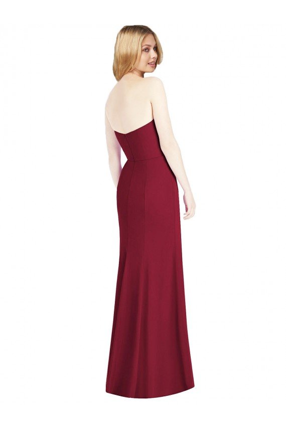 Cheap Strapless Chiffon Trumpet Bridesmaid Dress with Front Slit Sydney