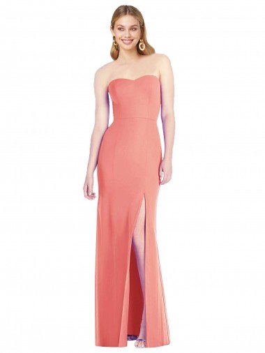 Cheap Strapless Chiffon Trumpet Bridesmaid Dress with Front Slit Sydney