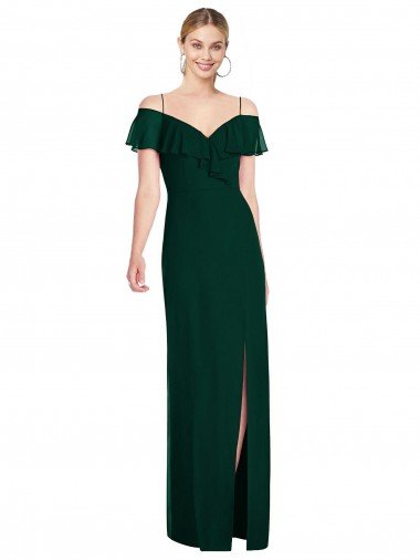 Cheap Ruffled Cold-Shoulder Maxi Chiffon Bridesmaid Dress Sydney