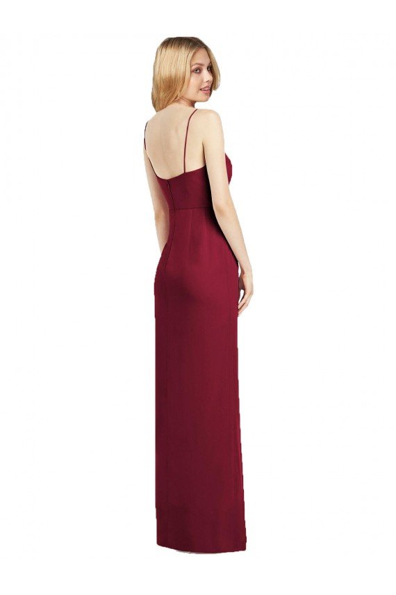Cheap Spaghetti Strap Draped Skirt Chiffon Bridesmaid Dress with Front Slit Sydney
