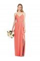 Cheap Spaghetti Strap Draped Skirt Chiffon Bridesmaid Dress with Front Slit Sydney