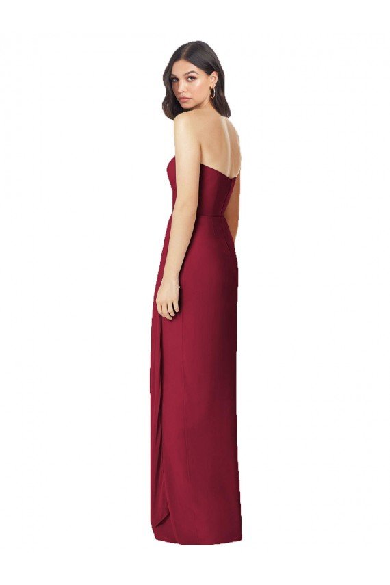 Cheap Side Front Slit Draped Strapless Chiffon Bridesmaid Dress Sydney
