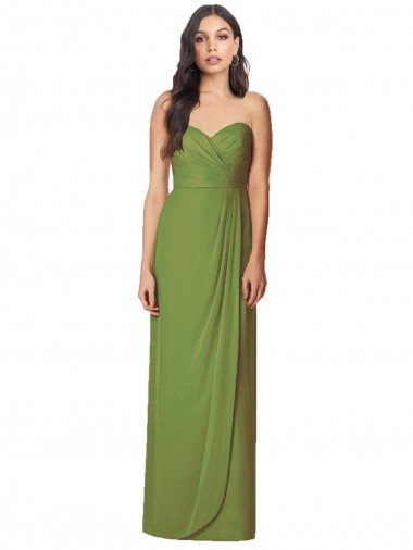 Cheap Side Front Slit Draped Strapless Chiffon Bridesmaid Dress Sydney