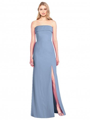 Cheap Trumpet Full Length Strapless Chiffon Bridesmaid Dress with Slit Sydney