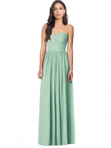 Cheap Draped Sweetheart Strapless Long Chiffon Bridesmaid Dress Sydney