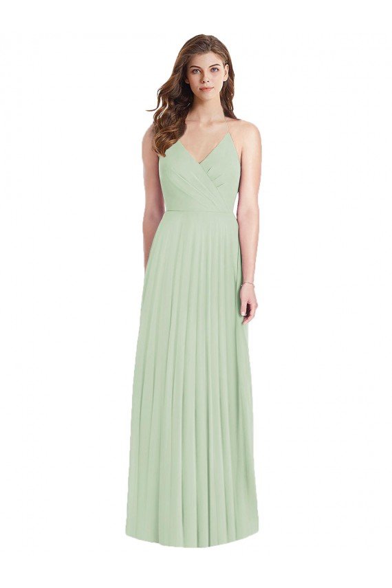 Cheap Ruffled Strap Cutout Wrap Maxi Chiffon Bridesmaid Dress Sydney