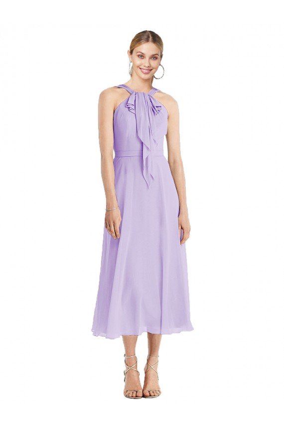 Cheap Midi Length Halter Plunging V-Back Chiffon Bridesmaid Dress / Cocktail Dress Sydney