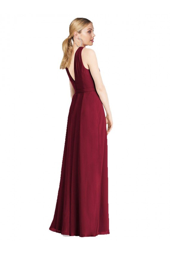 Cheap Plunging V-Back Long Full Length Chiffon Bridesmaid Dress Sydney
