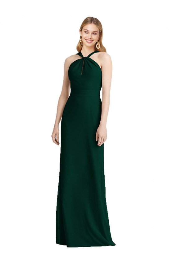 Cheap Sleek Full-Length Twist Halter Chiffon Bridesmaid Dress Sydney
