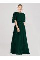 Cheap Full-Length Flutter Sleeves Plunging V Back Chiffon Bridesmaid Dress Sydney