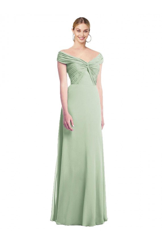 Cheap Draped Off the Shoulder Lux Chiffon Bridesmaid Dress Sydney