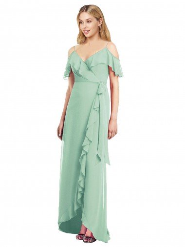 Cheap High Low Off the Shoulder Wrap Chiffon Bridesmaid Dress  Sydney