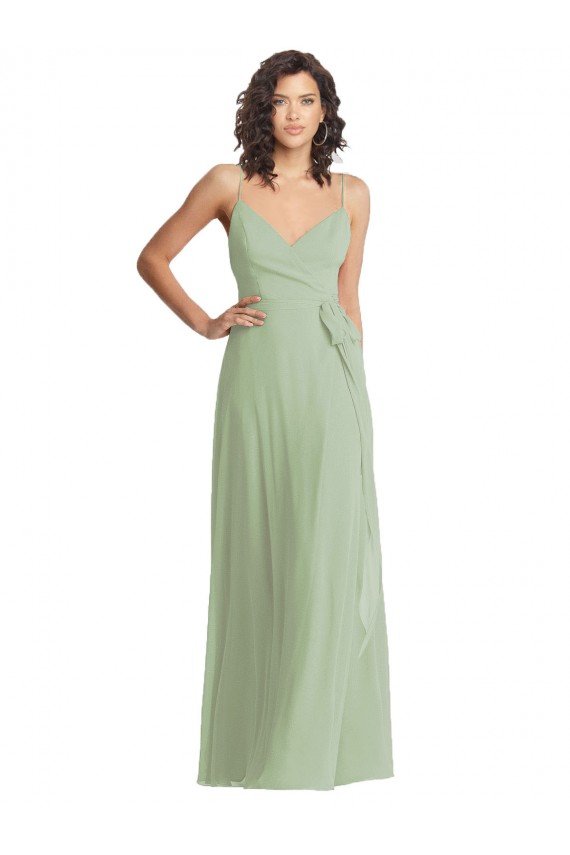 Cheap V-Neck Low Back Maxi Formal Wrap Chiffon Bridesmaid Dress Sydney