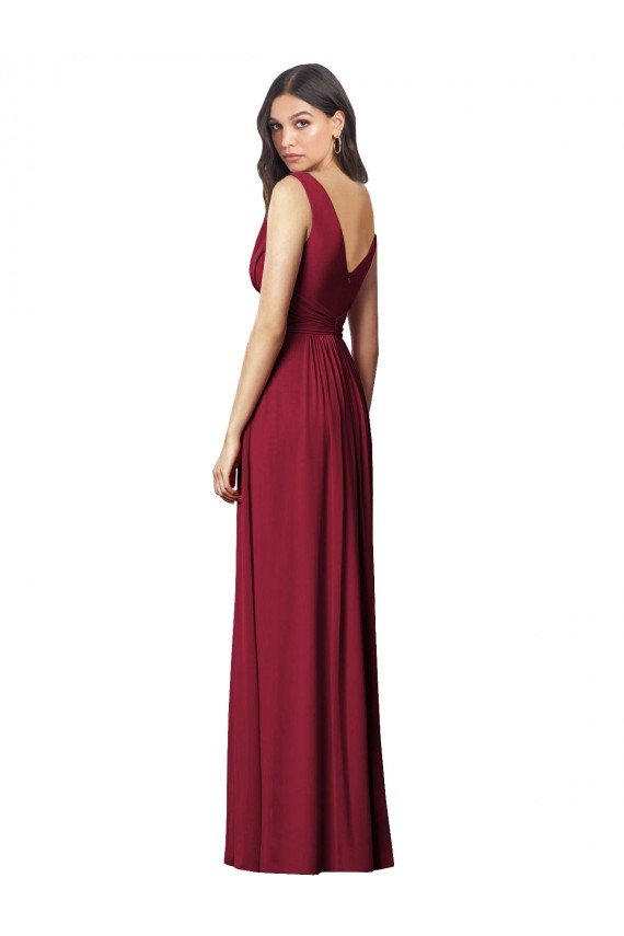 Cheap Draped V-Neck Shirred Chiffon Maxi Bridesmaid Dress Sydney