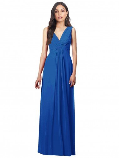 Cheap Draped V-Neck Shirred Chiffon Maxi Bridesmaid Dress Sydney