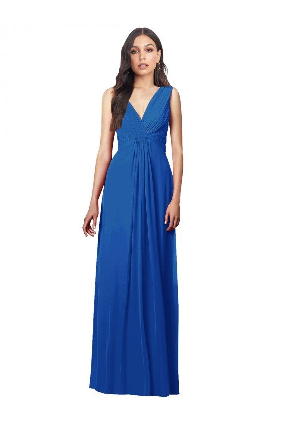 Cheap Draped V-Neck Shirred Chiffon Maxi Bridesmaid Dress Sydney