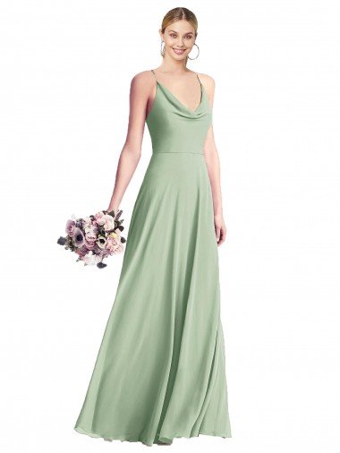 Cheap Cowl Neck Criss Cross Back Chiffon Maxi Bridesmaid Dress Sydney