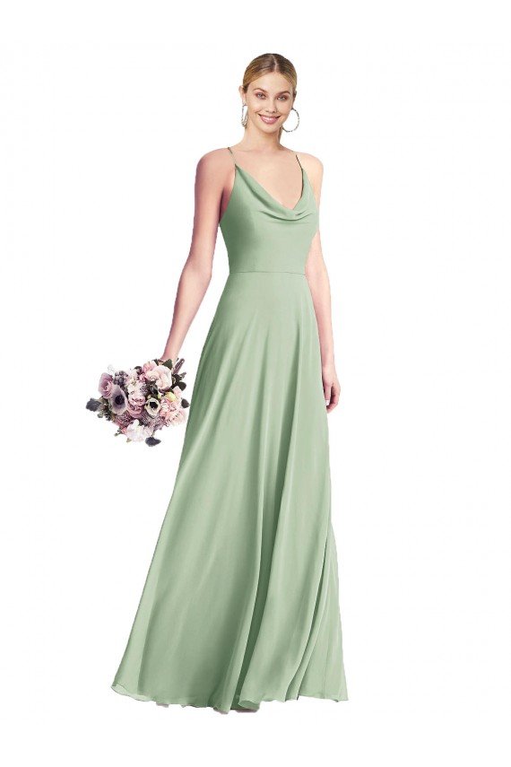 Cheap Cowl Neck Criss Cross Back Chiffon Maxi Bridesmaid Dress Sydney