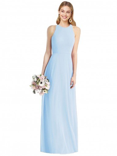 Cheap Sleeveless Halter Chiffon Maxi Bridesmaid Dress Sydney