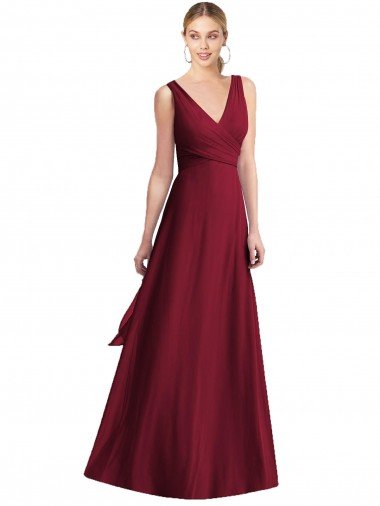 Cheap Sleeveless V-Neck Chiffon Wrap Bridesmaid Dress Sydney