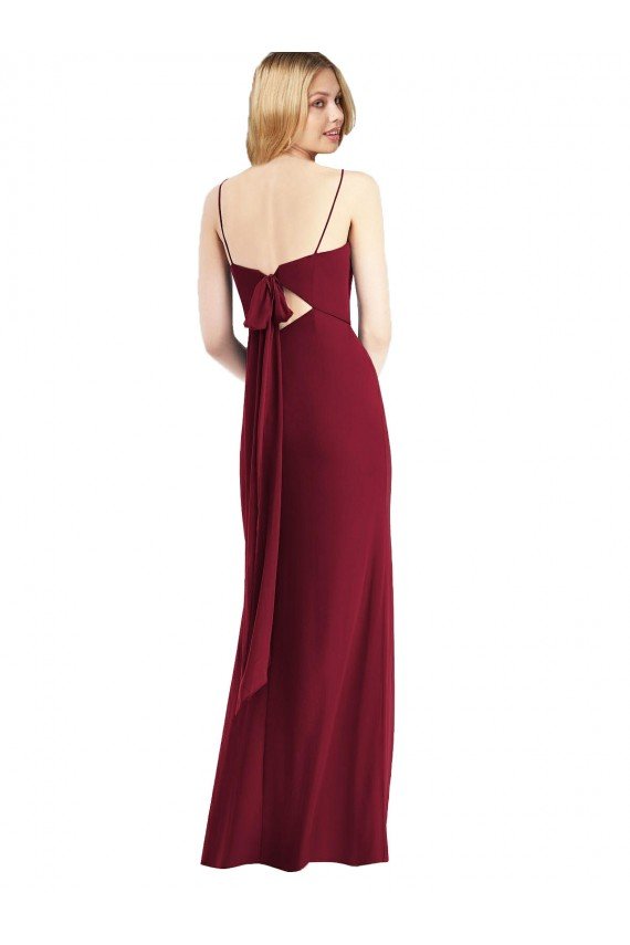 Cheap Tie-Back Cutout Trumpet Chiffon Bridesmaid Dress with Front Slit Sydney