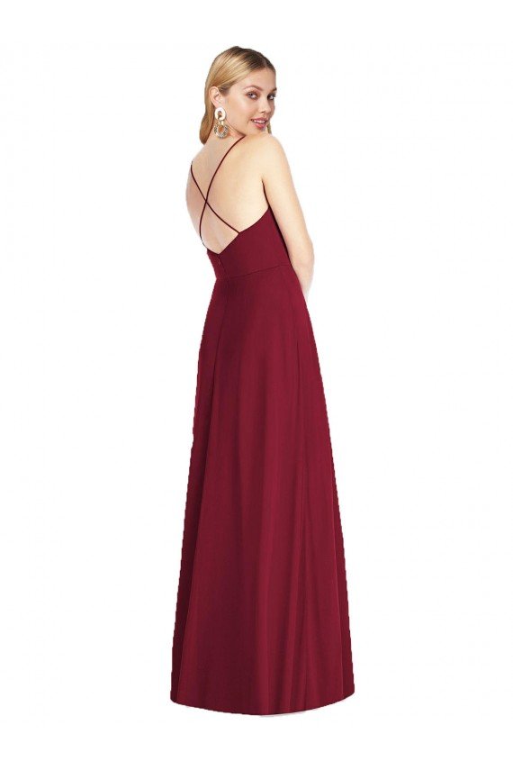 Cheap Criss Cross Back A-Line Chiffon Maxi Bridesmaid Dress Sydney