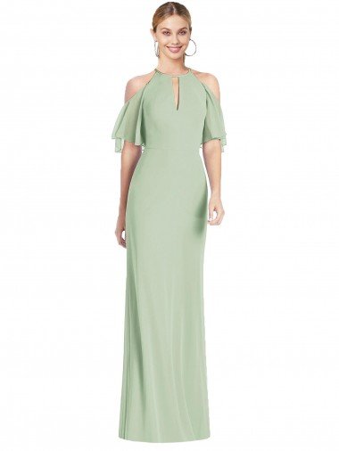 Cheap Ruffle Cold-Shoulder Mermaid Chiffon Maxi Bridesmaid Dress Sydney