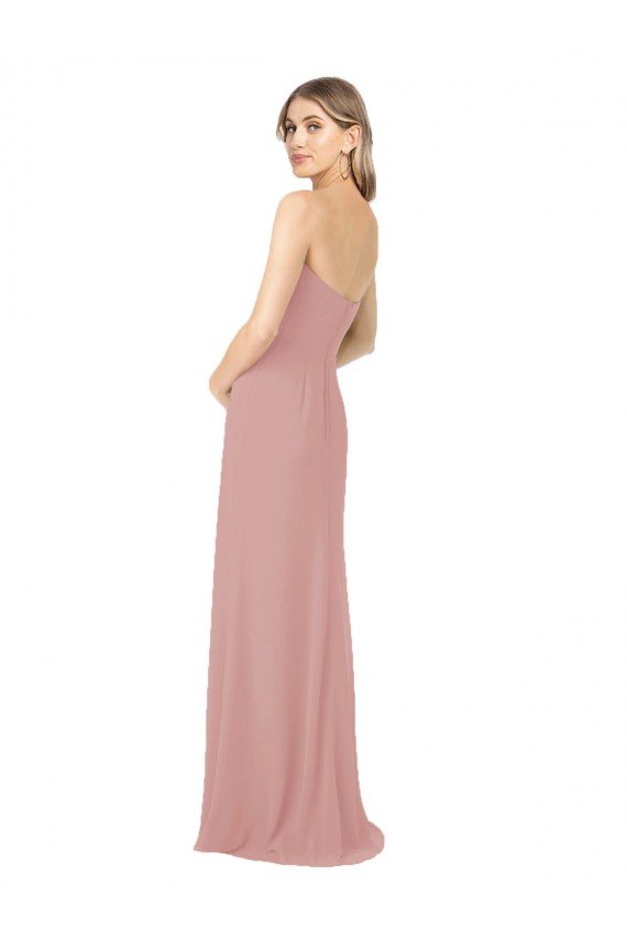 Cheap Draped Strapless Sheath Long Chiffon Bridesmaid Dress Sydney