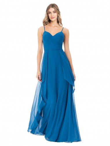 Cheap Simple Sweetheart Chiffon Bridesmaid Dress with Cascading Overlay Sydney