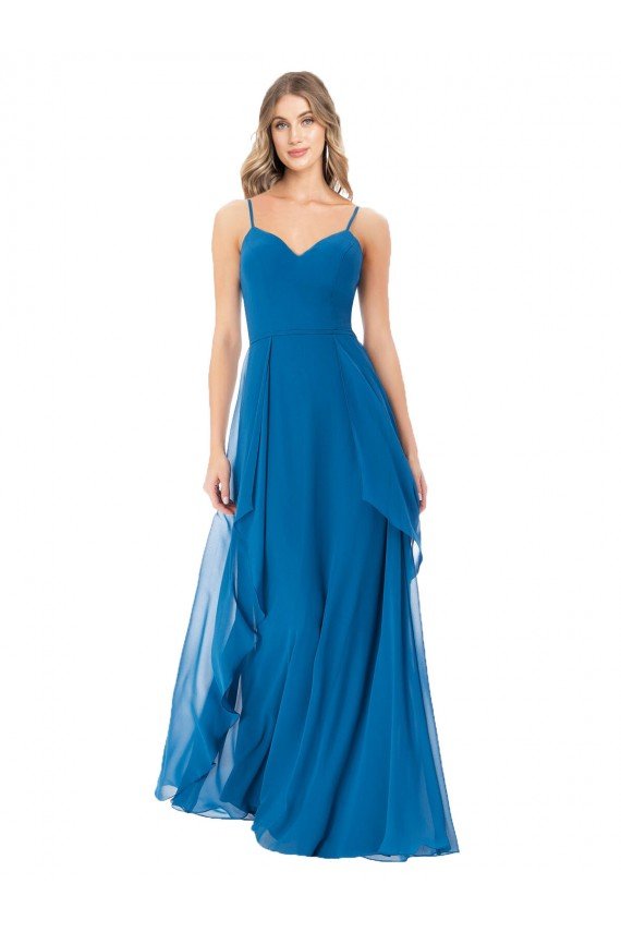 Cheap Simple Sweetheart Chiffon Bridesmaid Dress with Cascading Overlay Sydney