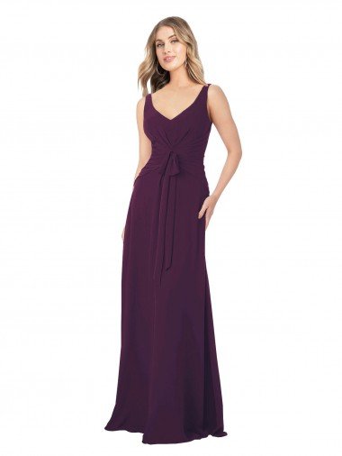 Cheap Long Chiffon Bridesmaid Dress with Front Bow Sydney