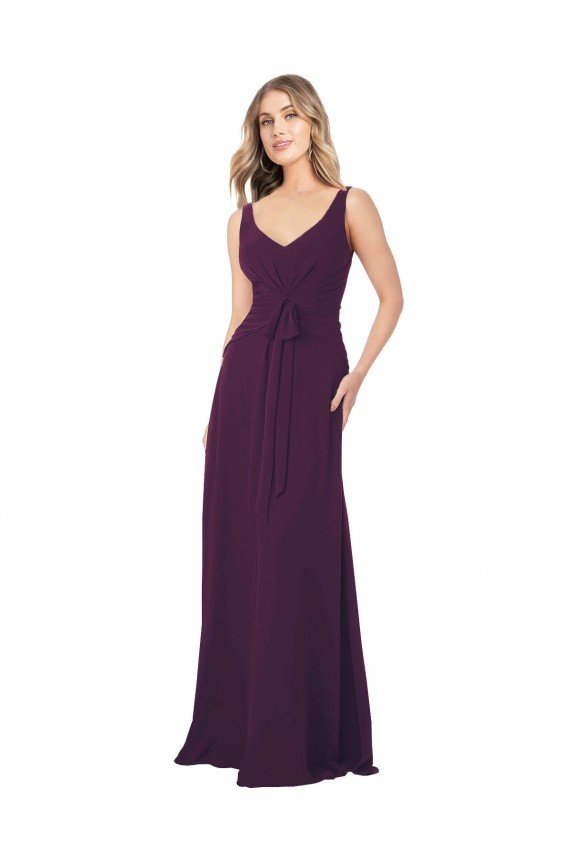 Cheap Long Chiffon Bridesmaid Dress with Front Bow Sydney