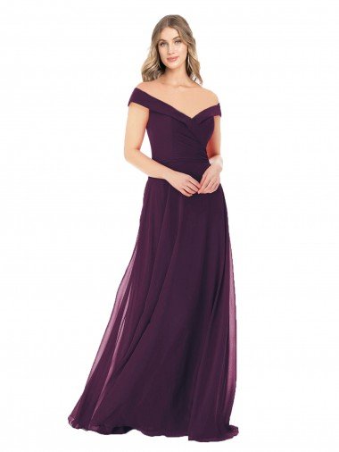 Cheap Classic Off the Shoulder Draped Chiffon Bridesmaid Dress Sydney