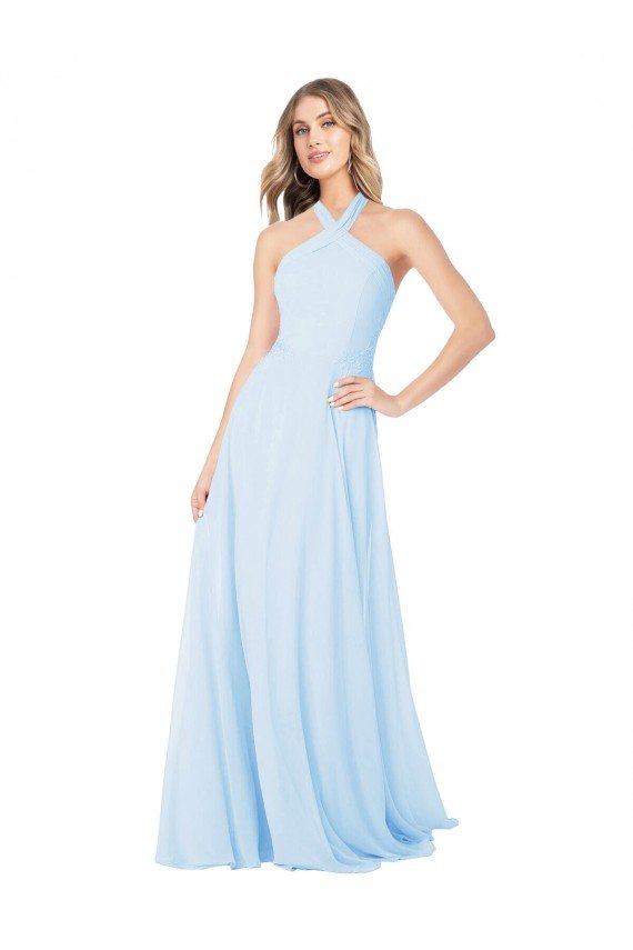 Cheap Criss Cross High Neck Halter Chiffon Bridesmaid Dress Sydney