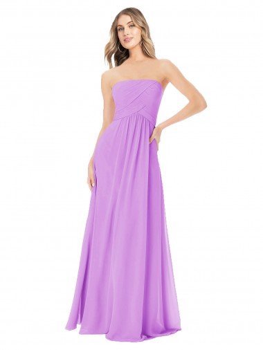 Cheap Draped Strapless Floor Length Chiffon Bridesmaid Dress Sydney