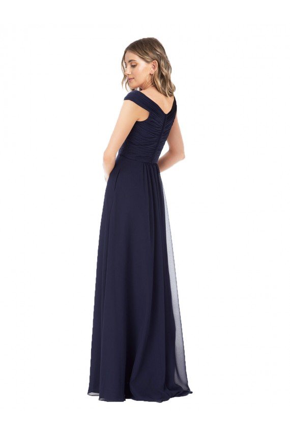 Cheap Off the Shoulder Classic Chiffon Bridesmaid Dress with Draped Bodice Sydney