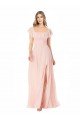Cheap Flutter Cap Sleeves Square Neck Ruffle Chiffon Bridesmaid Dress Sydney