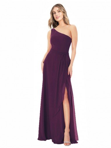 Cheap One Shoulder Chiffon Bridesmaid Dress with Tie Belt Sydney