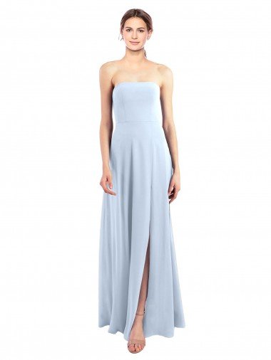 Cheap Fitted Strapless Full Length Chiffon Bridesmaid Dress with Front Slit Sydney