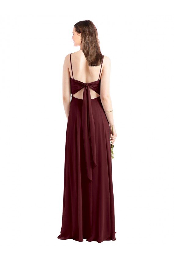 Cheap Sleek Fit and Flare Long Scoop Neck Chiffon Bridesmaid Dress with High Side Slit Sydney