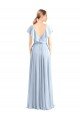 Cheap V-Neck A-Line Flutter Sleeves Long Chiffon Wrap Style Bridesmaid Dress Sydney