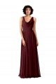 Cheap Draped Cowl Neck Long Chiffon Bridesmaid Dress with Wide Straps Sydney