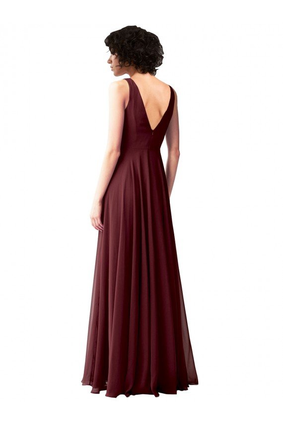 Cheap Draped Cowl Neck Long Chiffon Bridesmaid Dress with Wide Straps Sydney