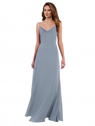 Cheap Long Full Length Draped Cowl Neck V-Back Slip Chiffon Bridesmaid Dress Sydney