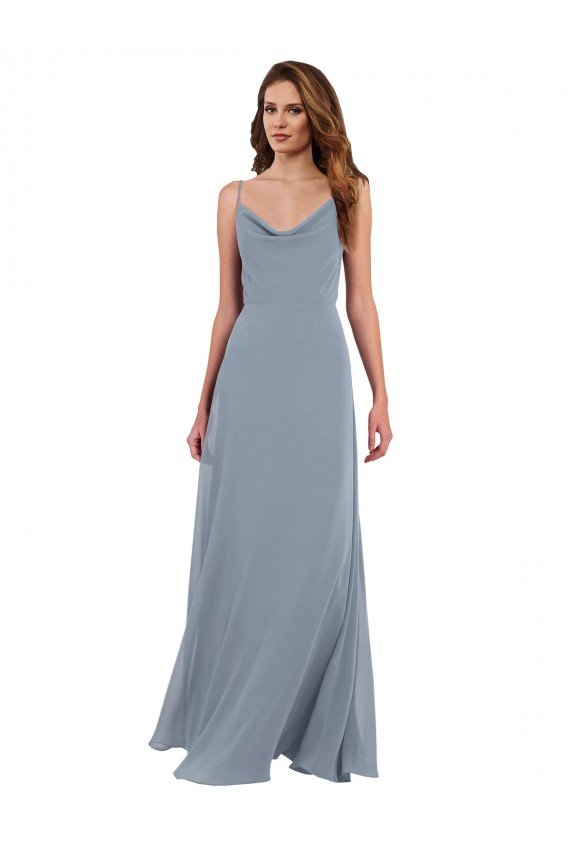 Cheap Long Full Length Draped Cowl Neck V-Back Slip Chiffon Bridesmaid Dress Sydney