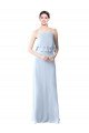 Cheap High Narrow Neck Long Chiffon Bridesmaid Dress with Tiered Ruffles Sydney