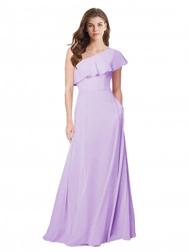 Cheap Draped One Shoulder Long Chiffon Bridesmaid Dress  Sydney