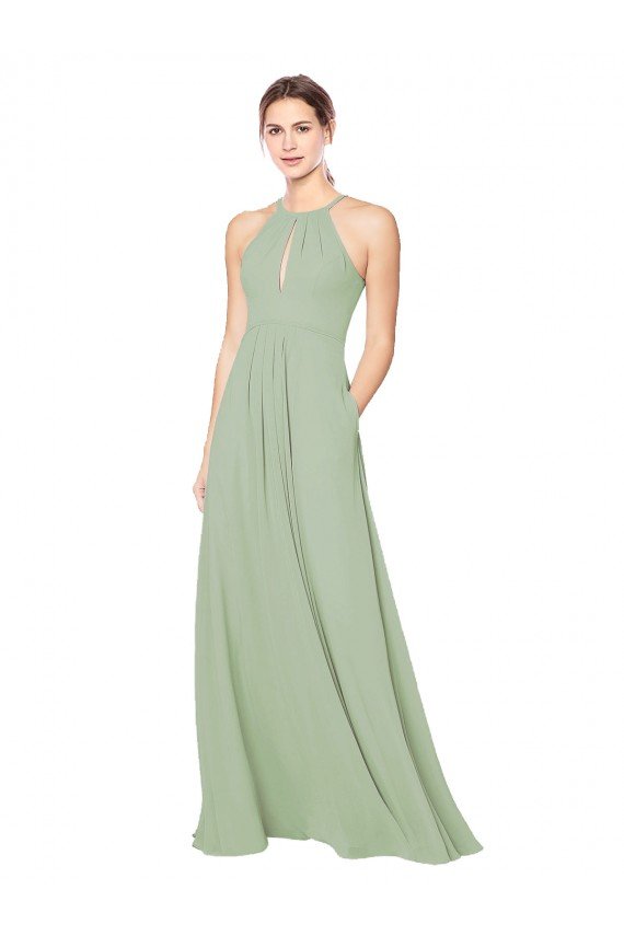 Cheap High Halter Neck Keyhole Chiffon Bridesmaid Dress Sydney