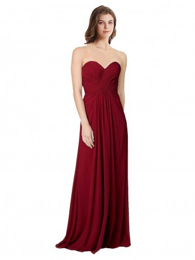 Cheap Draped Sweetheart Long Grecian Inspired Chiffon Bridesmaid Dress Sydney