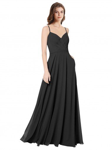 Cheap Cowl Back Spaghetti Straps Long Chiffon Bridesmaid Dress  Sydney